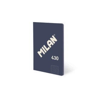 Milan 430 Libreta Encolada Formato A5 Cuadricula 5x5 - 48 Hojas de 95 gr/m2 - Microperforado - Tapa Blanda - Color Azul