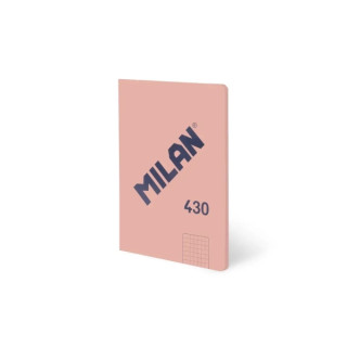 Milan 430 Libreta Encolada Formato A5 Cuadricula 5x5 - 48 Hojas de 95 gr/m2 - Microperforado - Tapa Blanda - Color Rosa