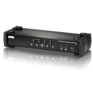 Aten switch kvmp displayport 4k usb 3.0 de 4 puertos (cables incluidos) (cs1924-at-g)