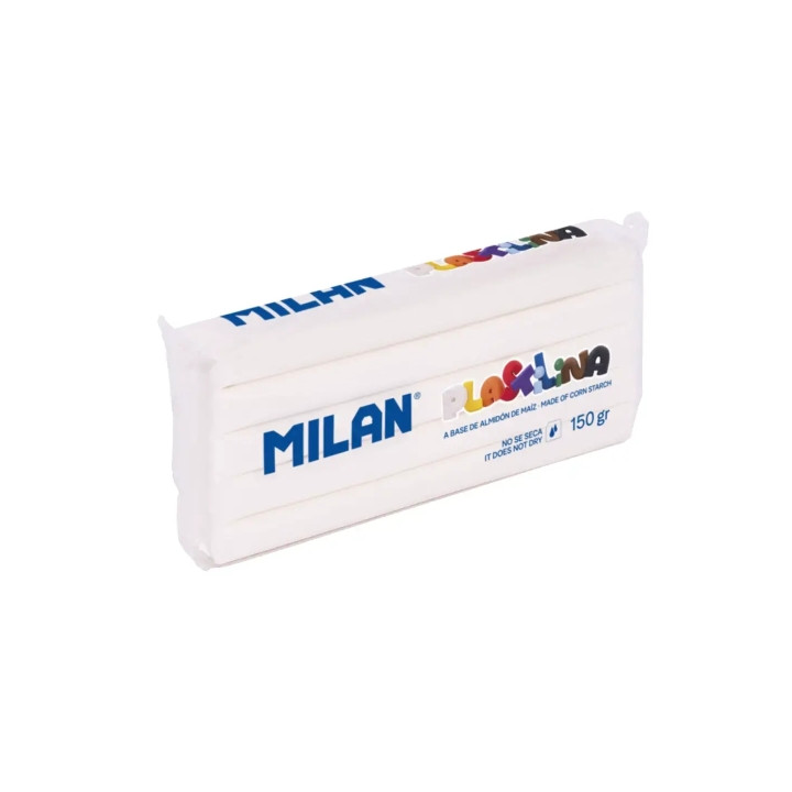 Milan Barra de Plastilina de 150gr - Base de Almidon de Maiz - Sin Gluten - Mezclables - Color Blanco