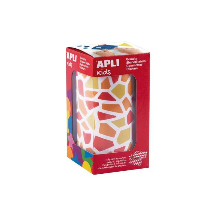 Apli Kids Rollo de 2460 Gomets Mosaico - Adhesivo Base Agua - Libre de Disolventes - Materiales 100% Reciclables - Colores Rojo