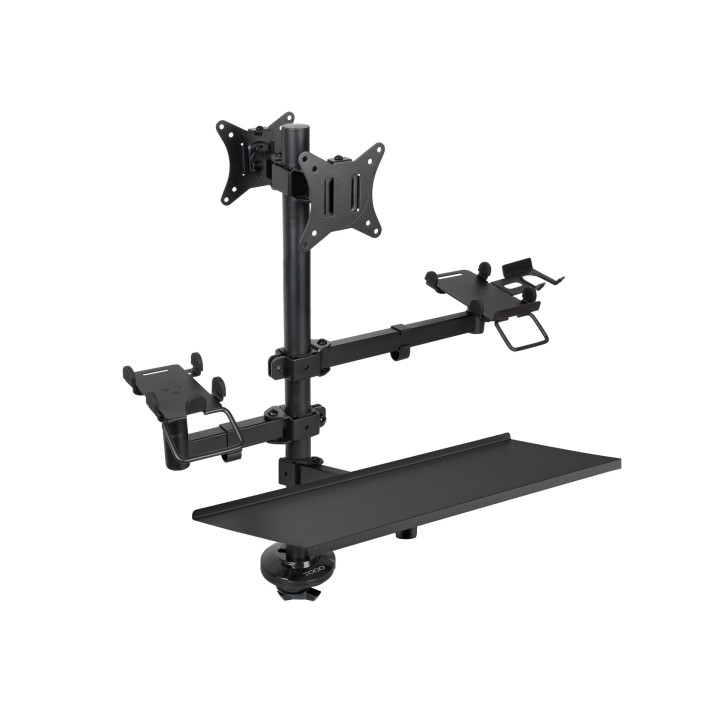 Tooq Soporte de Mesa para 2 Monitores de 17"-32" + Soportes para Impresora TPV