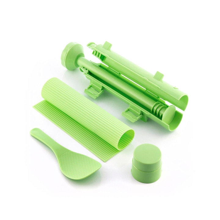 Innovagoods Suzooka Set de 3 Piezas para Sushi - Libre de BPA - Incluye Esterilla - Facil de Limpiar - Incluye Recetario - Color