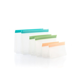 Innovagoods Zags Set de Bolsas Reutilizables Hermeticas - Libre de BPA - Cierre Ziplock - Apto para Liquidos - 3 Formatos - Faci