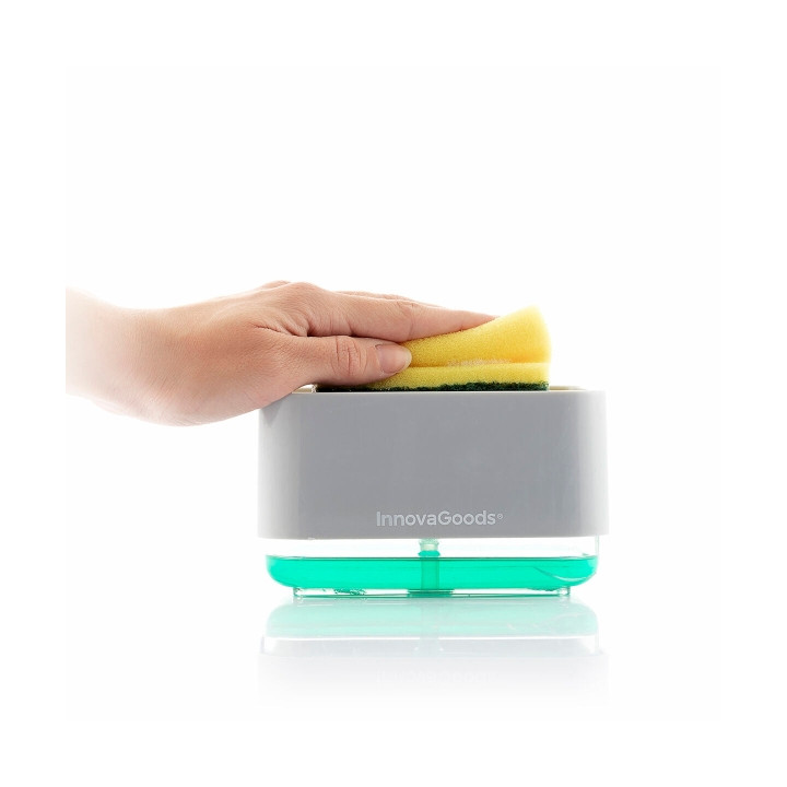 Innovagoods Pushoap Dispensador de Jabon 2 en 1 - Capacidad 330ml - ABS y Poliestireno - Multifuncion - Antibacteriano - Contene