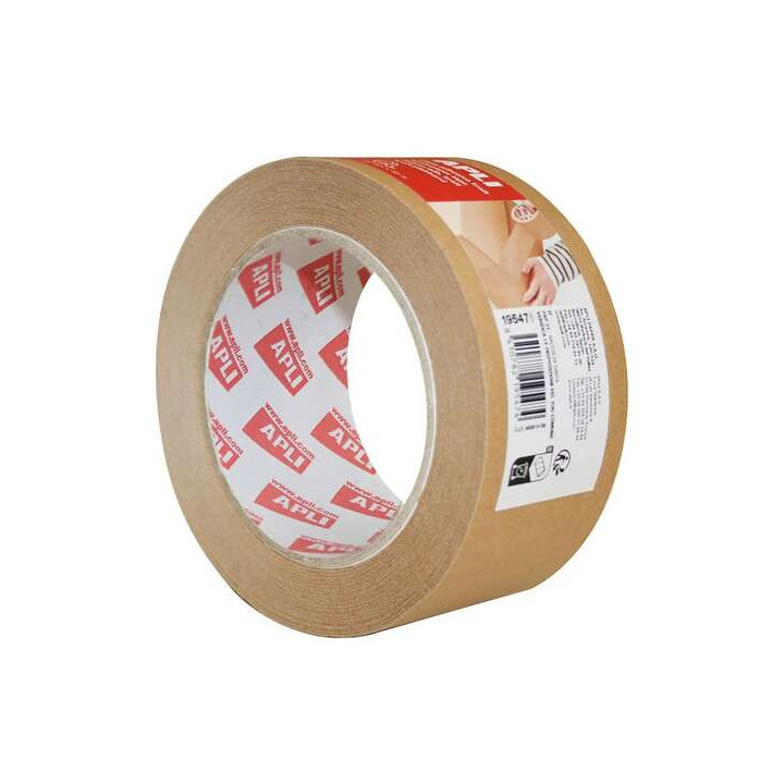 Apli Cinta Adhesiva Kraft 48mmx50m - Alta Adherencia - Respetuosa con el Medio Ambiente - Adhesivo de Caucho Natural - Color Ma