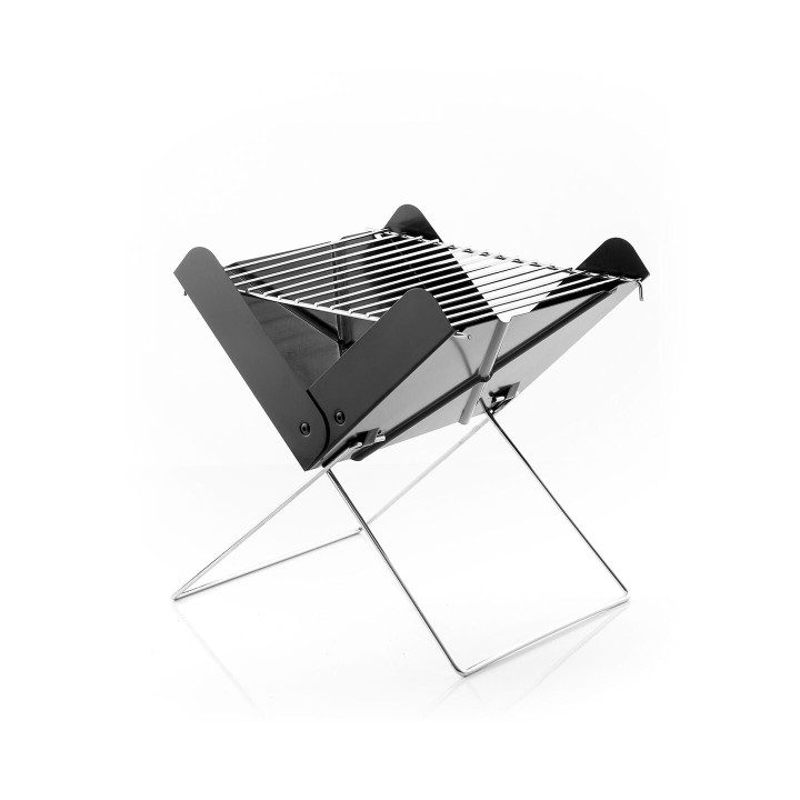 Innovagoods Foldecue Mini Barbacoa Portatil de Sobremesa para Carbon - Plegable - Parrilla de 30X24.5cm - Facil de Limpiar - Com