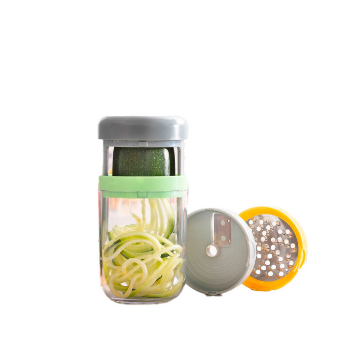 Innovagoods Vigizer Cortador de Verduras en Espiral y Rallador - 3 Tipos de Corte - Libre de BPA - Compacto y Desmontable - Incl
