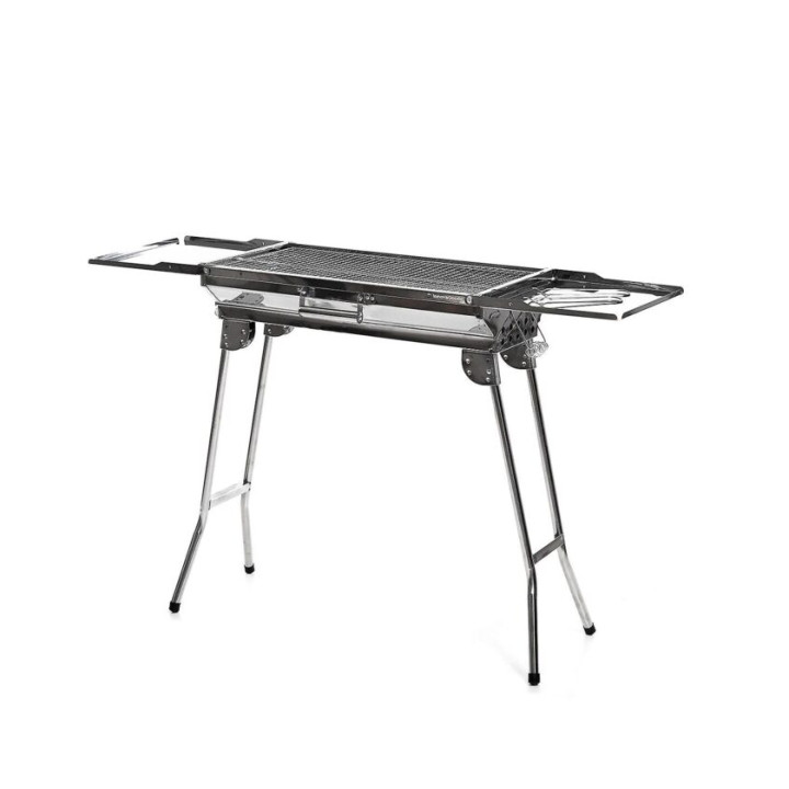 Innovagoods ExelQ Barbacoa Portatil de Acero Inoxidable - Plegable - Parrilla Extraible de 57X29cm - Asas de Transporte - Paravi