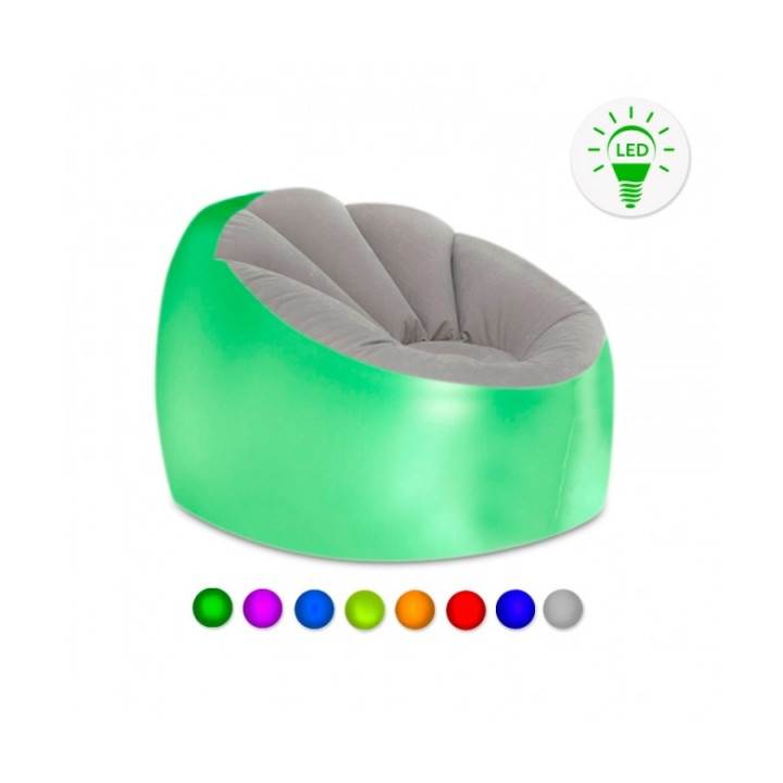 Innovagoods Chight Sillon Hinchable con Luces LED Multicolor - Mando a Distancia - IP67 - Material Suave y Antideslizante - Sopo