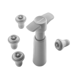 Innovagoods Winuum Bomba Manual de Vacio y Tapones para Vino - Incluye 4 Tapones Reutilizables - Evita Oxidacion Del Vino - Comp
