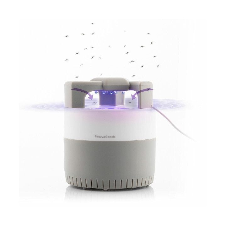 Innovagoods KL Silen Lampara USB Antimosquitos por Succion - Luz LED UV - Silenciosa - Alcance hasta 50m2 - Facil Limpieza - 12x