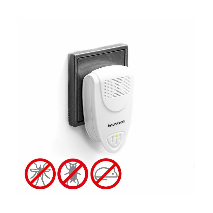 Innovagoods KL Duo Pack de 2 Repelentes Ultrasonicos de Plagas - Silencioso y Ecologico - Alcance hasta 80m2 - Bajo Consumo Ener