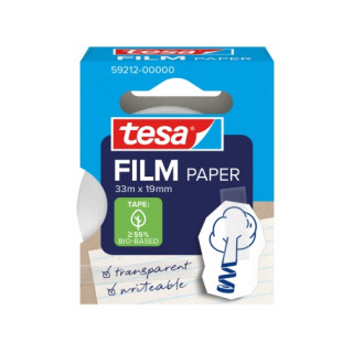 Tesa Paper Pack de 1 Cinta Adhesiva de Papel 19mm x 33 Metros - Casi Invisible en Superficies de Color Claro - Se puede Cortar c