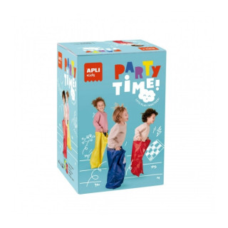 Apli Pack de 4 Sacos - Juego Carrera de Sacos Party Time - Incluye Bolsa de Almacenaje - Ideal para Aire Libre - Fomenta Ejerci