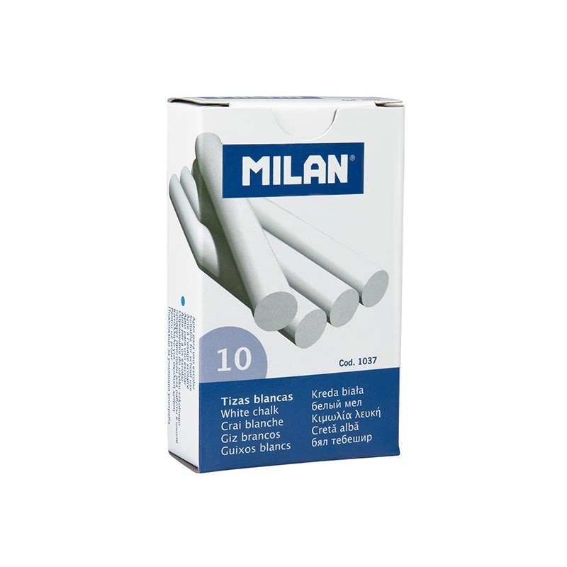 Milan Pack de 10 Tizas - Redondas - No Contienen Caseina - Color Blanco Milan Pack de 10 Tizas - Redondas - No Contienen Caseina - Color Blanco