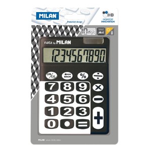 Milan Calculadora 10 Digitos - Calculadora de Sobremesa - Teclas Grandes - Tecla Rectificacion Entrada de Datos - Color Negro/B