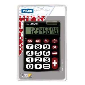 Milan Calculadora de Sobremesa - 10 Digitos - Teclas Grandes - Tecla Rectificacion Entrada de Datos - Color Negro