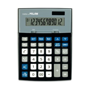 Milan Calculadoras 12 Digitos - 3 Teclas de Memoria - Funcion Impuestos - Calculo de Margenes - Tecla Rectificacion Entrada de