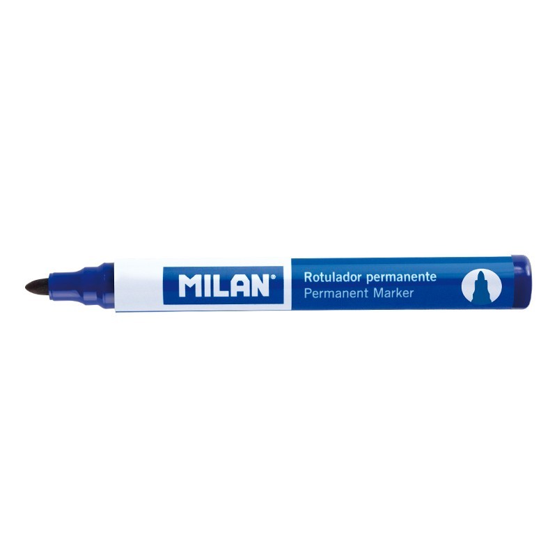 Milan Rotuladores Permanentes con Punta Redonda - Punta 4 mm - Tinta a Base de Alcohol - Color Azul Milan Rotuladores Permanentes con Punta Redonda - Punta 4 mm - Tinta a Base de Alcohol - Color Azul