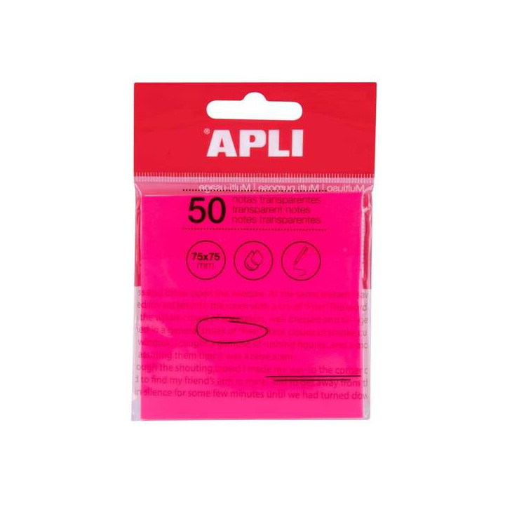 Apli Notas Adhesivas Transparentes Bloc 50 Hojas 75x75mm - Para Anotar sin Perder la Visibilidad del Texto o la Imagen - Resist