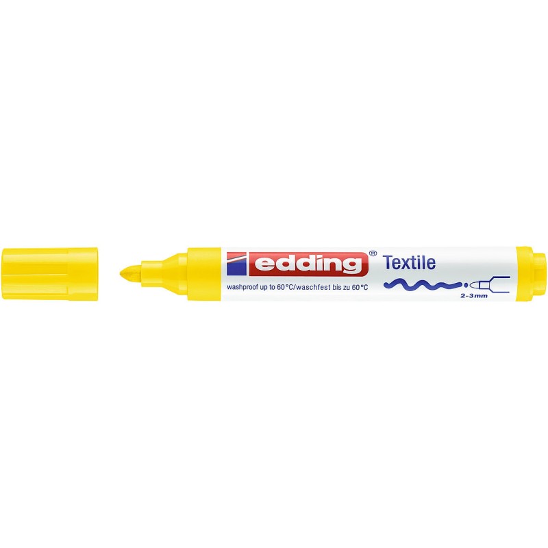 Edding 4500 Rotulador Permanente para Textil - Punta Redonda - Trazo entre 2 y 3mm - Olor Neutro - Secado Rapido - Color Amaril Edding 4500 Rotulador Permanente para Textil - Punta Redonda - Trazo entre 2 y 3mm - Olor Neutro - Secado Rapido - Color Amaril