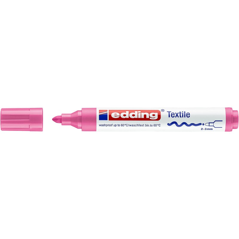 Edding 4500 Rotulador Permanente para Textil - Punta Redonda - Trazo entre 2 y 3mm - Olor Neutro - Secado Rapido - Color Rosa Edding 4500 Rotulador Permanente para Textil - Punta Redonda - Trazo entre 2 y 3mm - Olor Neutro - Secado Rapido - Color Rosa