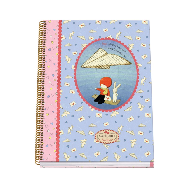 Dohe Santoro Poppi Loves Messenger Cuaderno Espiral Tapa Dura - Tamaño A4 de 100 Hojas 90gr - Hojas Microperforadas con 4 Tala Dohe Santoro Poppi Loves Messenger Cuaderno Espiral Tapa Dura - Tamaño A4 de 100 Hojas 90gr - Hojas Microperforadas con 4 Tala