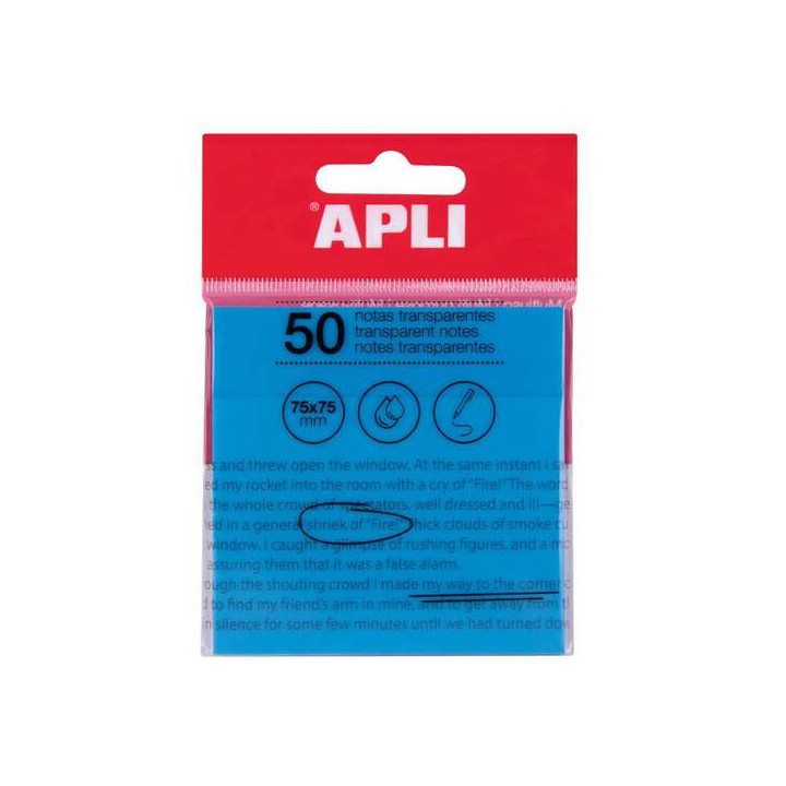 Apli Notas Adhesivas Transparentes Bloc 50 Hojas 75x75mm - Para Anotar sin Perder la Visibilidad del Texto o la Imagen - Resist