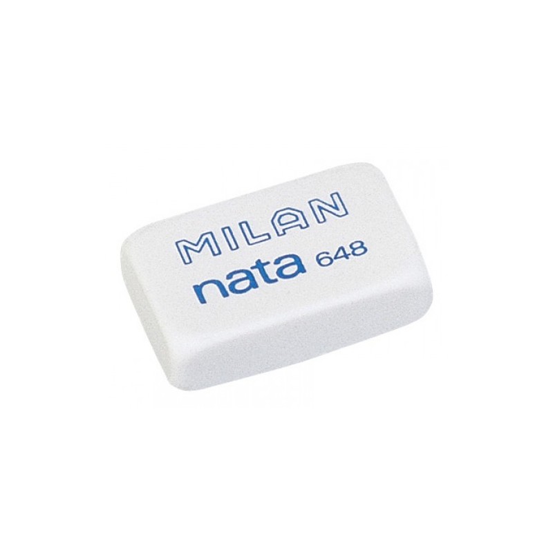 Milan Nata 648 Goma de Borrar Rectangular Pequeña - Plastico - No Daña el Papel - Color Blanco Milan Nata 648 Goma de Borrar Rectangular Pequeña - Plastico - No Daña el Papel - Color Blanco