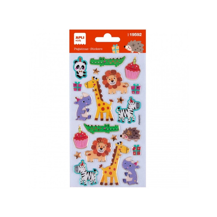 Apli Bolsa con 22 Pegatinas Fiesta de Animales - Adhesivo Permanente - Ideal para Scrapbooking - Estimula Creatividad y Psicomo