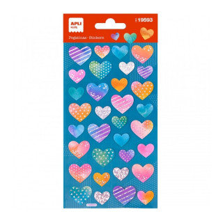 Apli Bolsa de Pegatinas Corazones Holograficos - Adhesivo Permanente - Decoracion de Albumes y Tarjetas - Estimula Creatividad