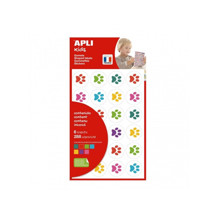 Apli Bolsa de Gomets Huellas de Gatitos - 288 Gomets - Ideal para Decorar Objetos y Tarjetas