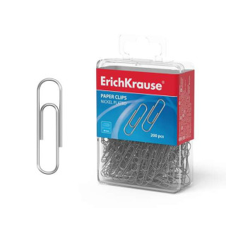 Erichkrause Caja de 200 Clips Metalicos Niquelados 28mm - Alta Resistencia y Durabilidad - Resistentes a la Corrosion - Color P