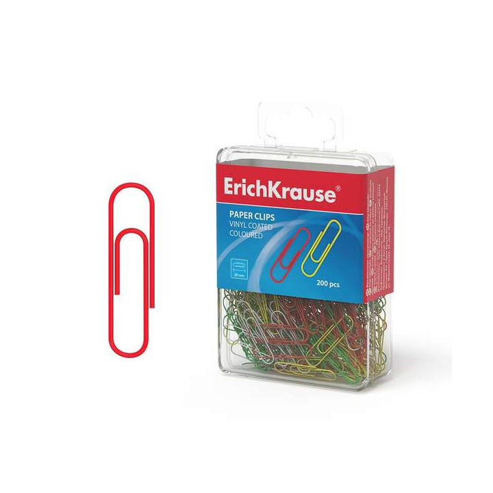Erichkrause Clips de Colores con Recubrimiento de Plastico - Alambre de Acero de Alta Calidad - Resistente a La Corrosion - Col