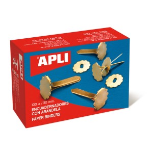 Apli Encuadernadores Metalicos con Arandela - 30mm - Incluyen Arandela para Embellecer y Evitar Rozaduras - Caja de 100 Unidade