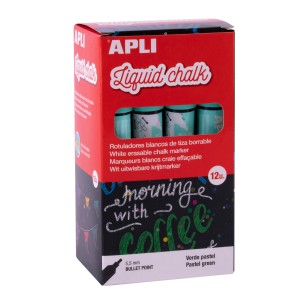 Apli Rotulador de Tiza Liquida Verde Pastel - Punta Redonda - Ideal para Pizarras
