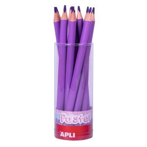 Apli Lapices Jumbo Pastel Lila - Mina 5mm - Forma Triangular para Niños - 10mm Diametro - 170mm Largo - Pack 18 Unidades - Exp