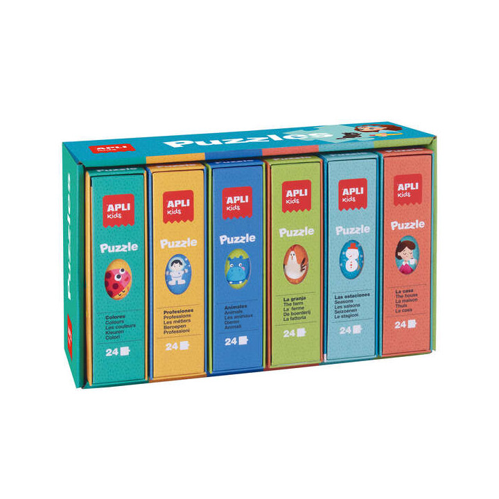 Apli Expositor de Puzles Educativos - 24 Piezas de 7x7cm - Mejora la Concentracion