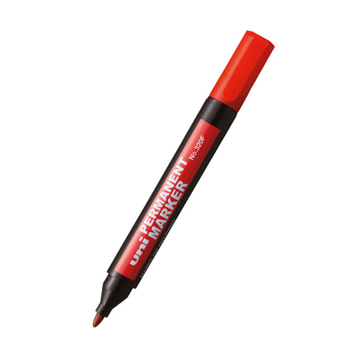 Uni-ball 320F Marcador Permanente - Punta Conica - Ancho de Trazo 1-3mm - Resistente al Agua - Sin Xileno - Color Rojo