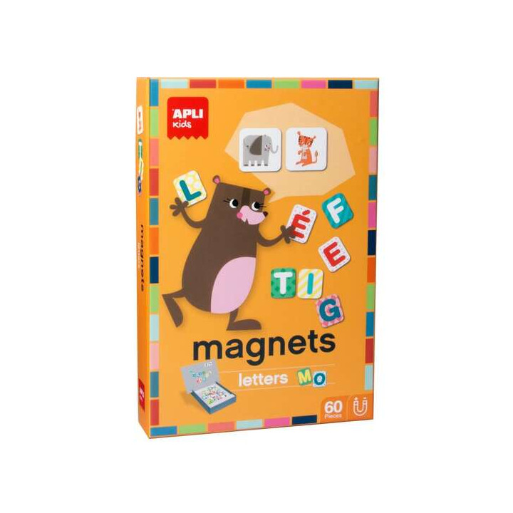 Apli Juego Magnetico Letras - 1 Escenario Imantado 28 x 18 cm - 48 Fichas de Letras