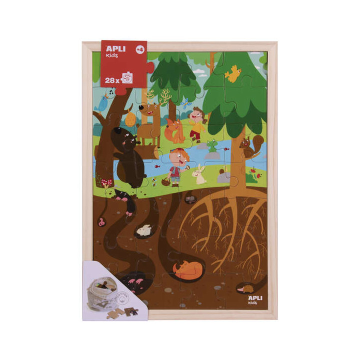 Apli Kids Puzle de Niveles el Bosque - 254x5x376 mm - Diseño Infantil y Colorido - Piezas Resistentes y Seguras - Mejora la Conc