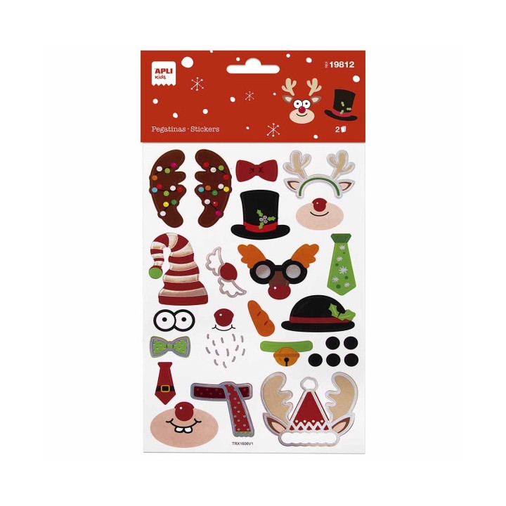 Apli Bolsa con 35 Pegatinas Navideñas Modelo Construccion Navidad - Adhesivo Permanente - Motivos Navideños