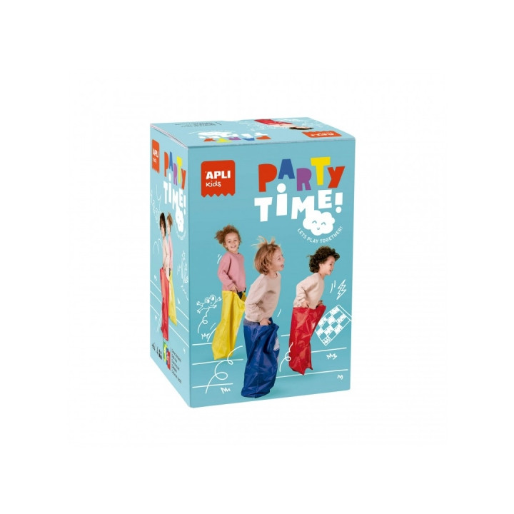 Apli Pack de 4 Sacos - Juego Carrera de Sacos Party Time - Incluye Bolsa de Almacenaje - Ideal para Aire Libre - Fomenta Ejercic