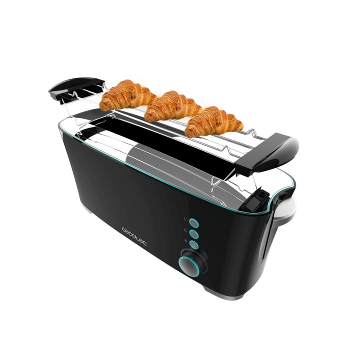 Cecotec Toast and Taste Extra B Tostadora de Ranura Larga - 1000W - Ranura XL Extra Ancha - Calienta Panecillos - Funcion de Ext