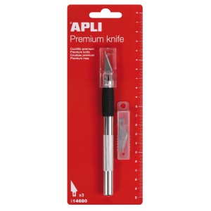 Apli Cuchillo Hobby de Precision Premium - 15mm - Hoja de Acero Inoxidable - Acabado Soft - Reemplazo Facil de Cuchilla - Inclu