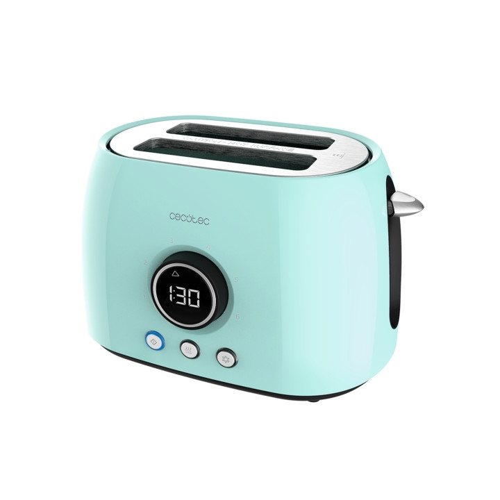 Cecotec ClassicToast 8000 Tostadora de Doble Ranura - 800W - Pantalla Digital - Ranura Ancha - 3 Funciones - Calienta Panecillos