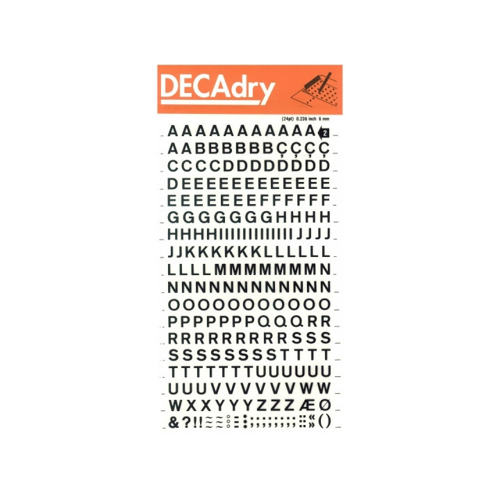 Apli Letras Adhesivas Mayusculas - 6mm - 258 Caracteres - Rapidas y Limpias - Color Negro