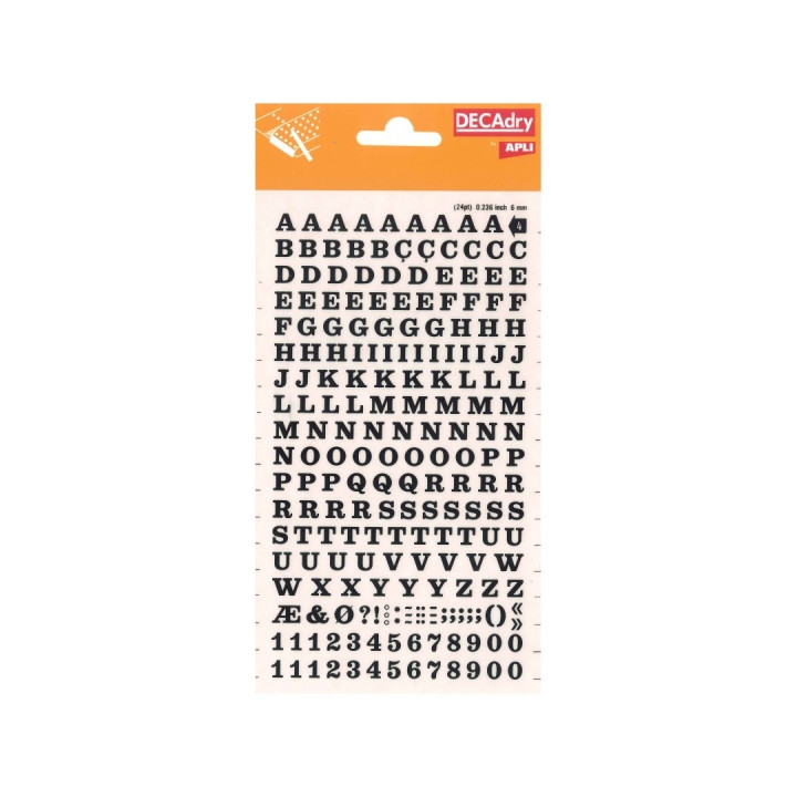 Apli Letras y Numeros Adhesivos - 214 Caracteres por Hoja - Identificacion Rapida y Limpia - Color Negro