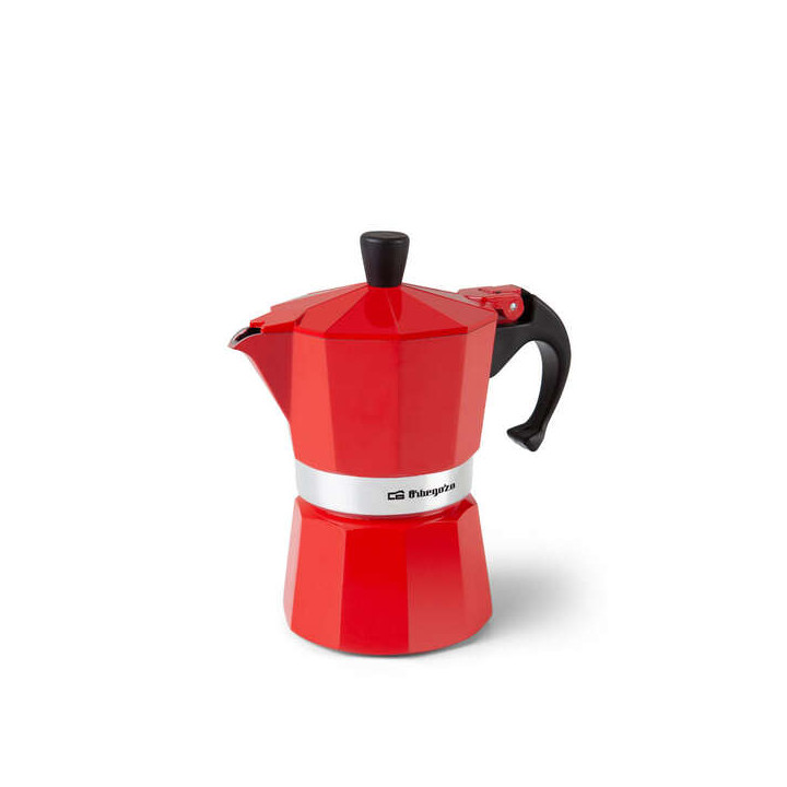 Orbegozo KFR 340 Cafetera de Aluminio - Prepara 3 Tazas de Cafe en Minutos - Compatible con Todo Tipo de Cocinas - Mango Ergonom